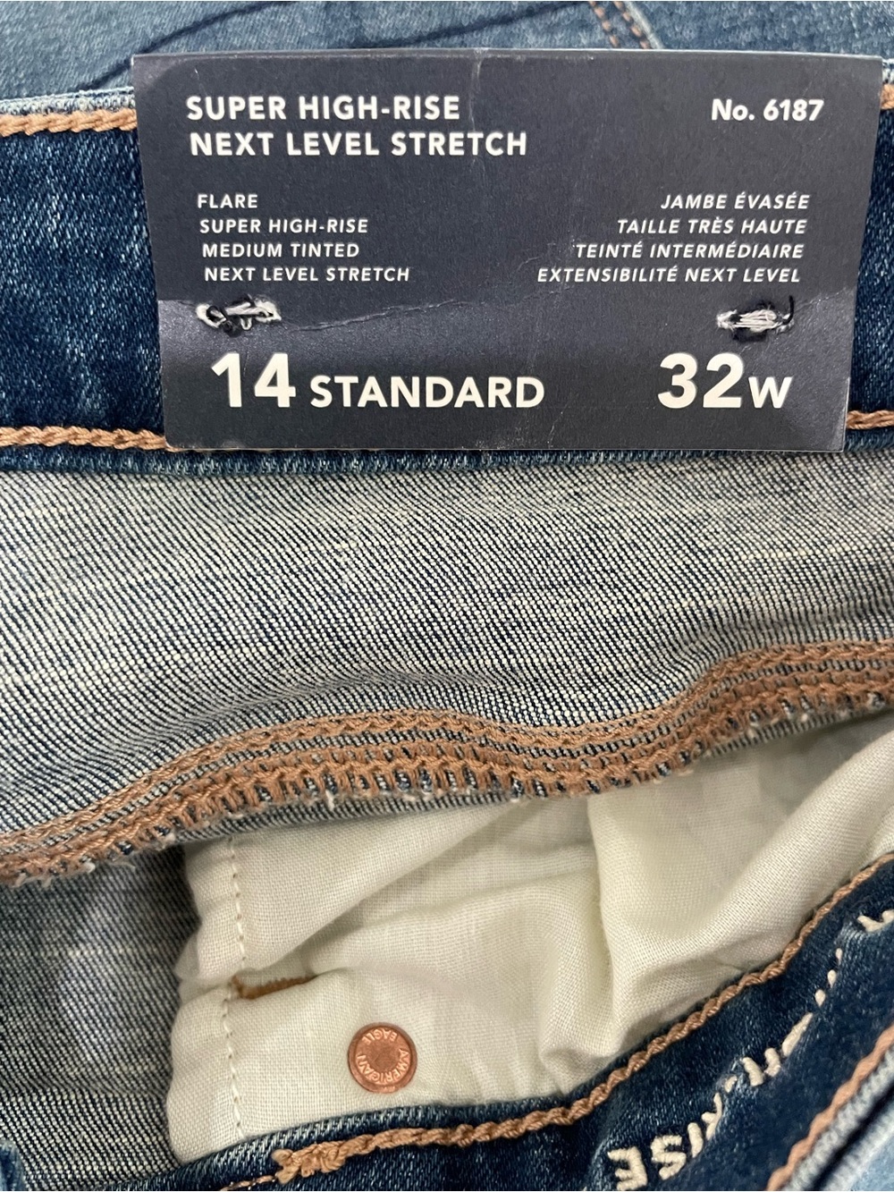 American Eagle Embroidered Flare Boho Jeans Festival Western High Rise Stretch - Picture 5 of 9